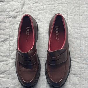 Bueno Burgundy Leather Women's Penny Loafers